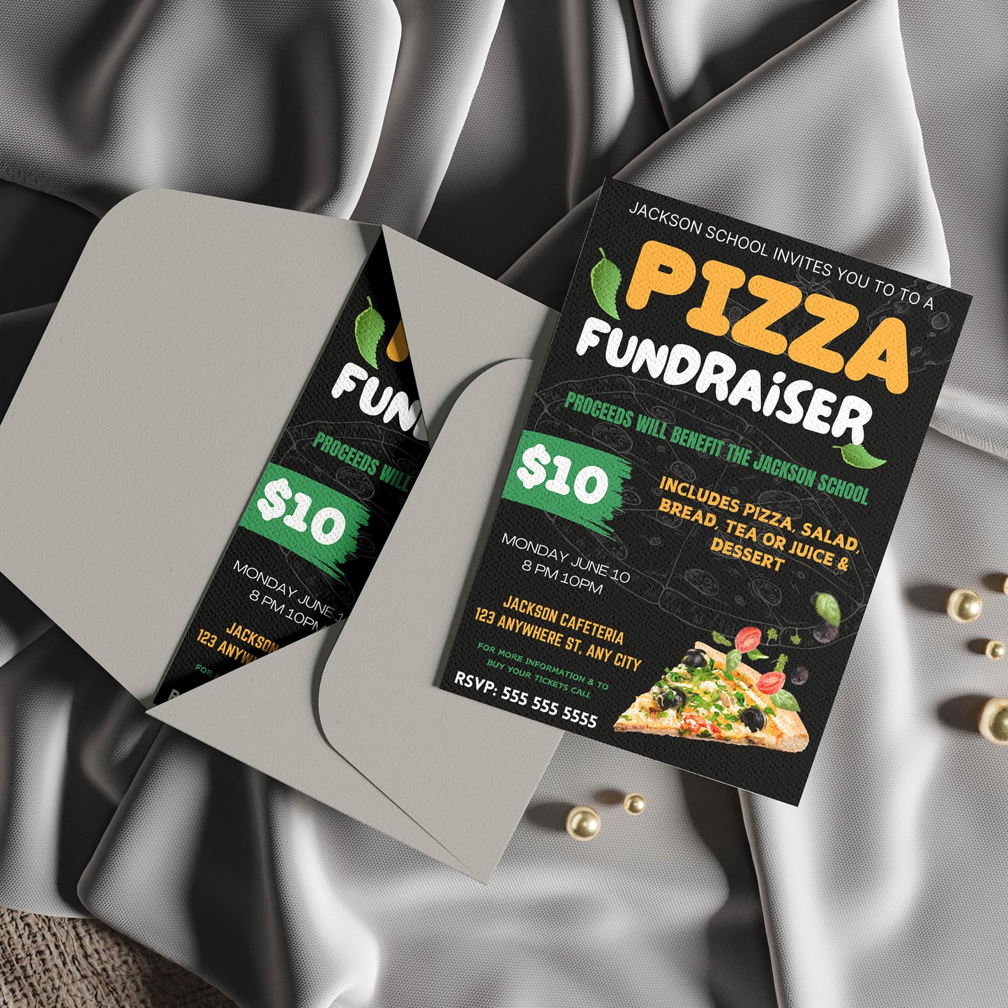 Pizza Fundraiser Flyer Template | Pizza Dinner Flyer Invite