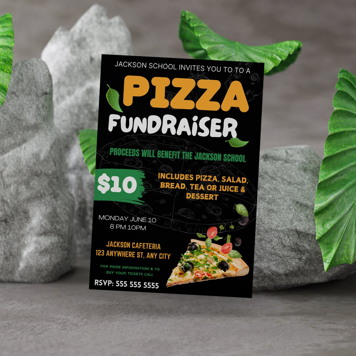 Pizza Fundraiser Flyer Template | Pizza Dinner Flyer Invite