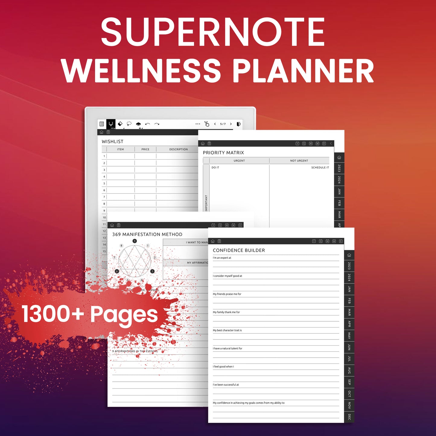 Supernote Wellness Planner Template