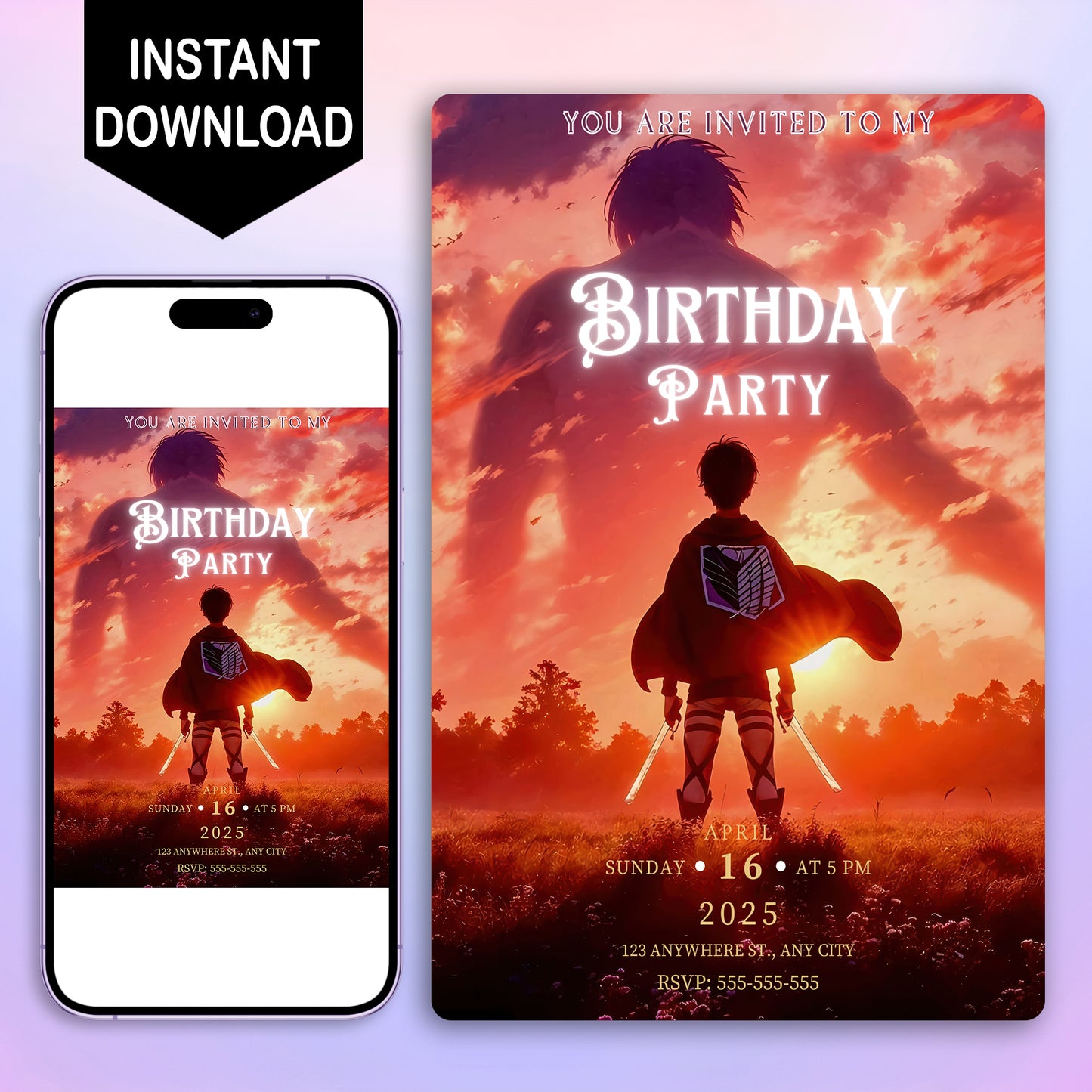 Attack on Titan Birthday Invitation Template - CreativeRino