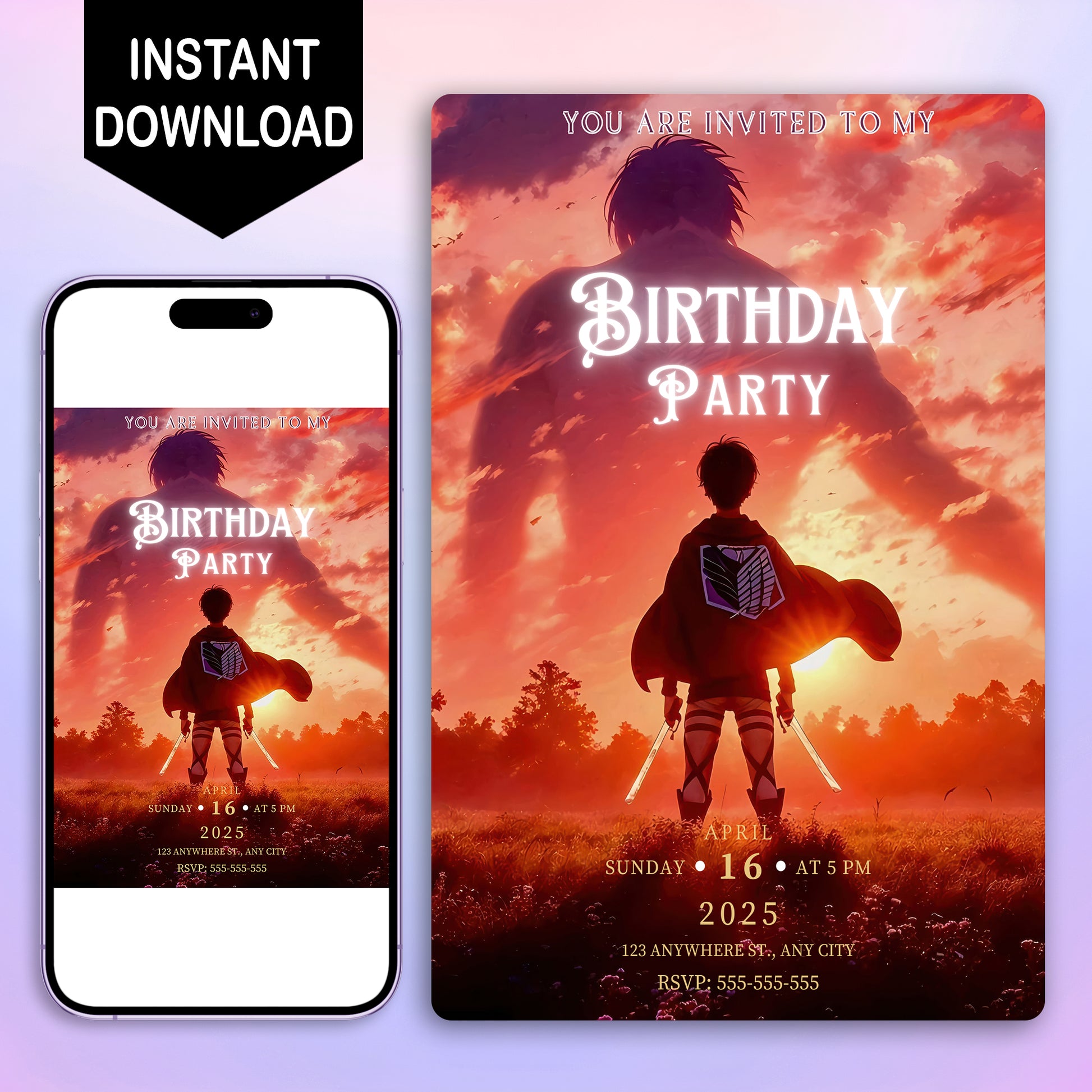 Attack on Titan Birthday Invitation Template - CreativeRino