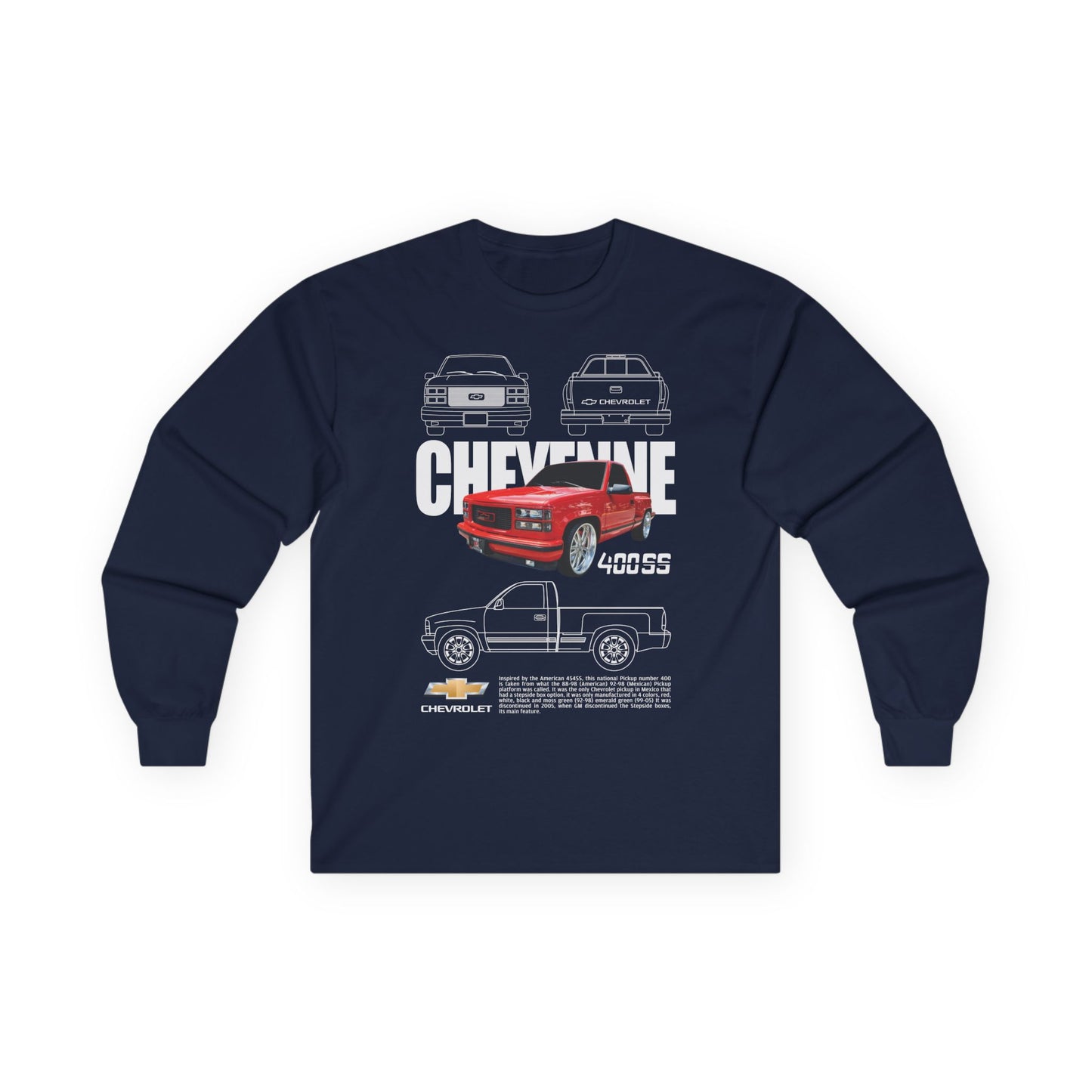 Chevy Cheyenne 400SS Long Sleeve Tee - Classic Vintage Car Design - CreativeRino