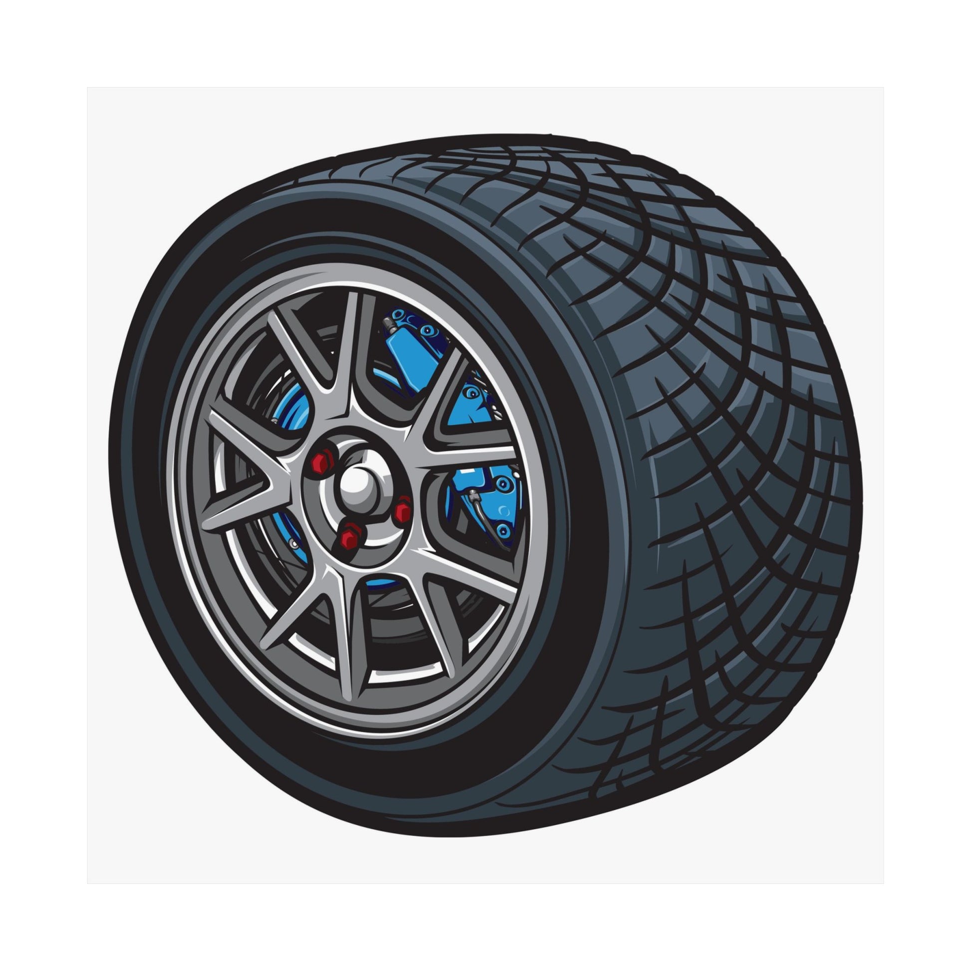 Race Car Tire Matte Square Poster | Perfect poster for Auto Enthusiasts and Garage Decor - CreativeRino