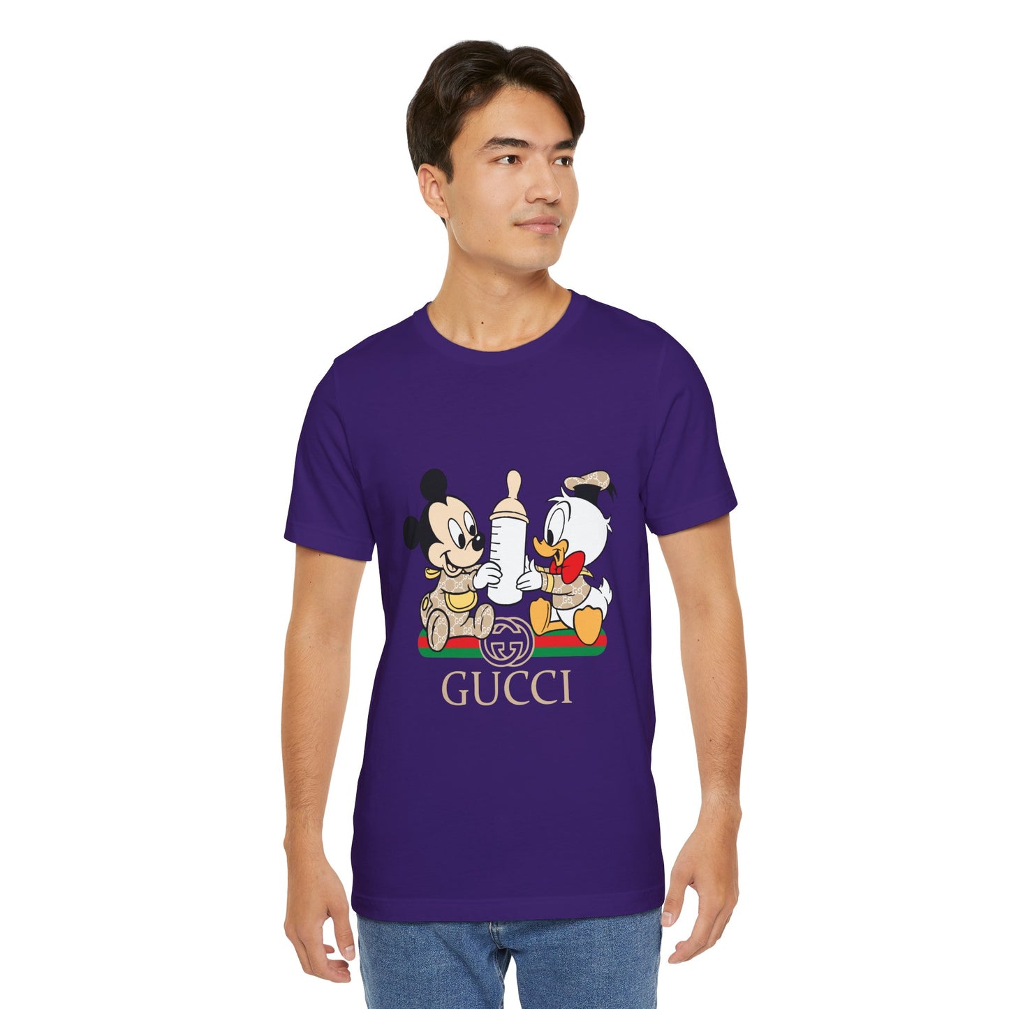 Cute Baby Mickey Mouse and Donald Duck Character Tee - Gucci Inspired Unisex Short Sleeve T-shirt - CreativeRino
