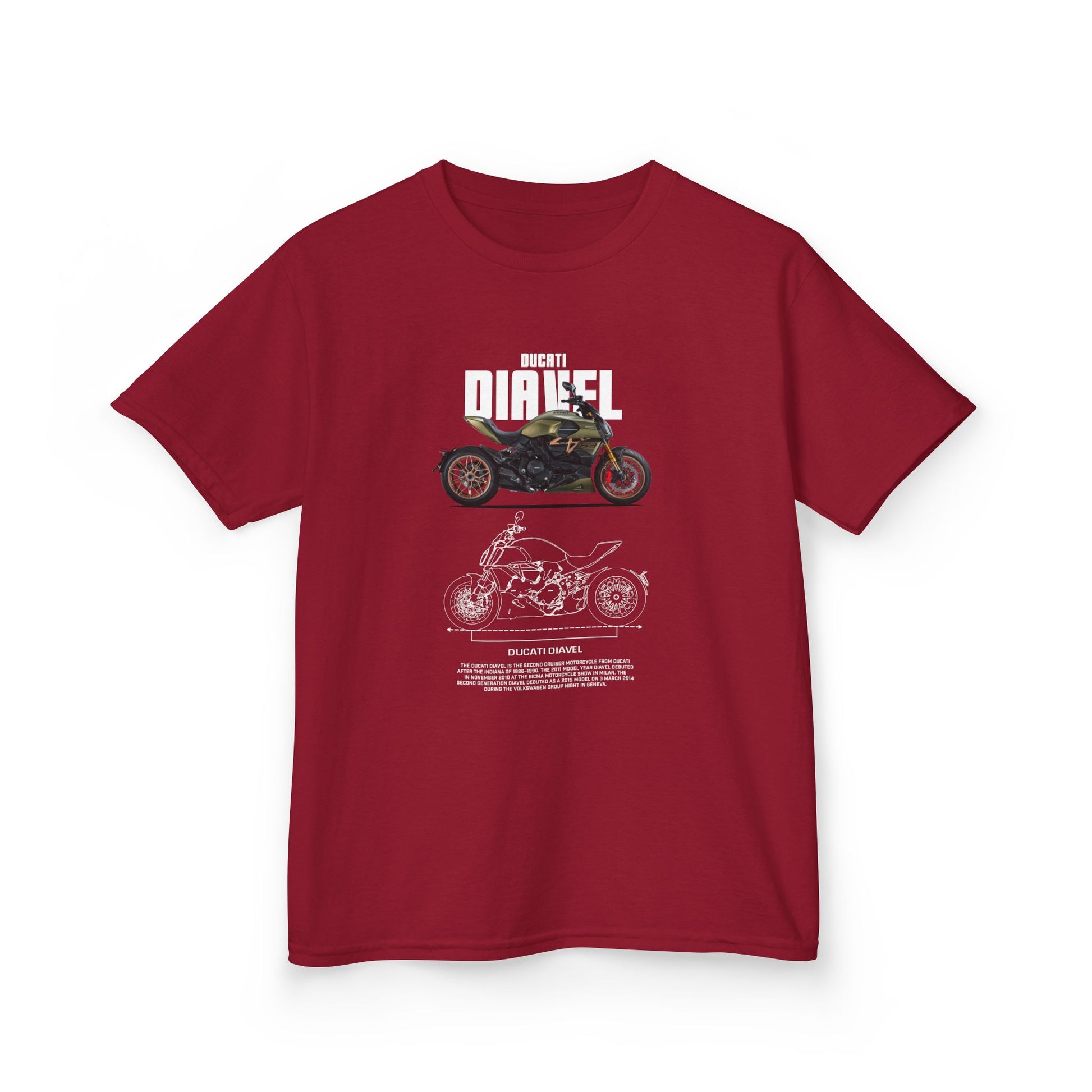 Ducati Diavel Cool Motorcycle Graphic Kids Heavy Cotton Tee - Perfect T-shirt for Young Riders - CreativeRino