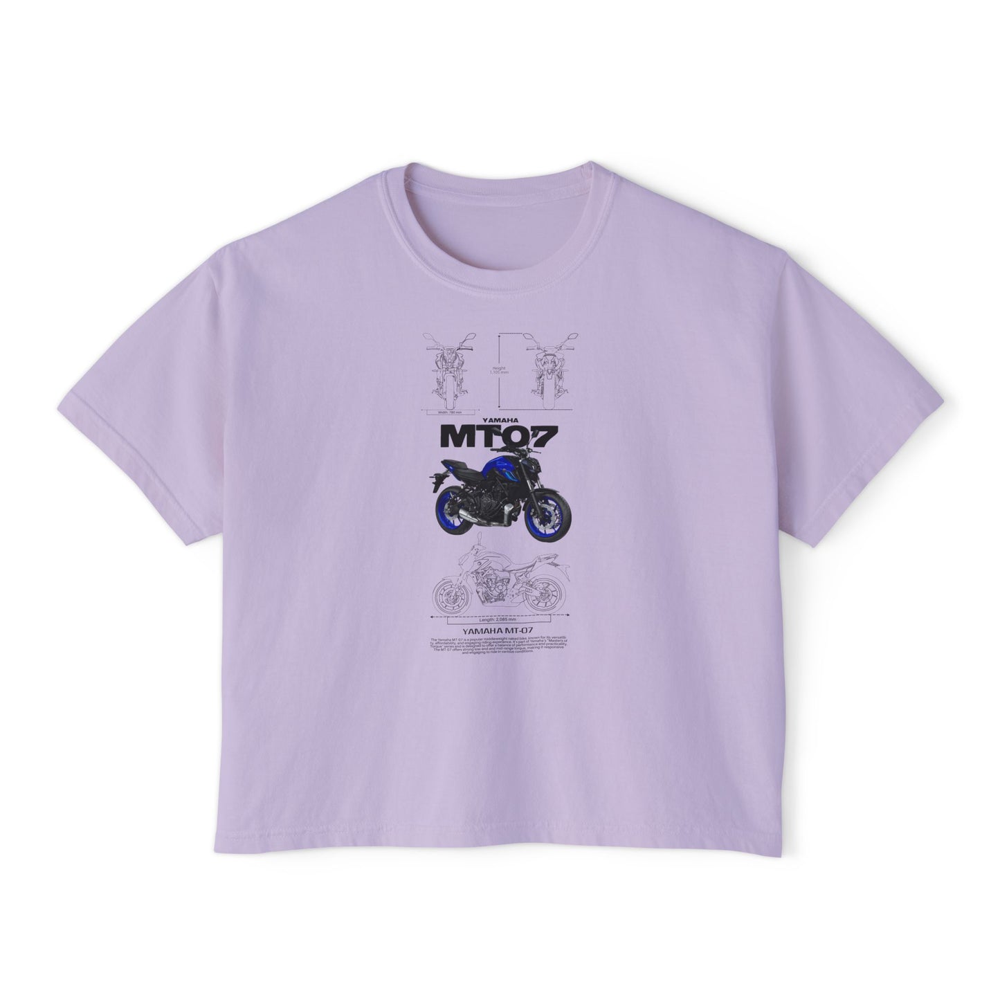 Yamaha Women’s Boxy Tee - MT-07 Motorcycle Graphic T-shirt - CreativeRino