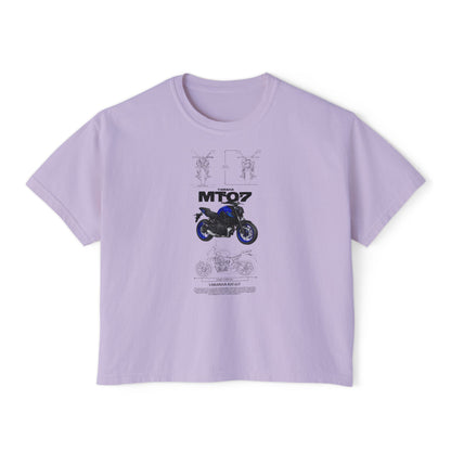 Yamaha Women’s Boxy Tee - MT-07 Motorcycle Graphic T-shirt - CreativeRino