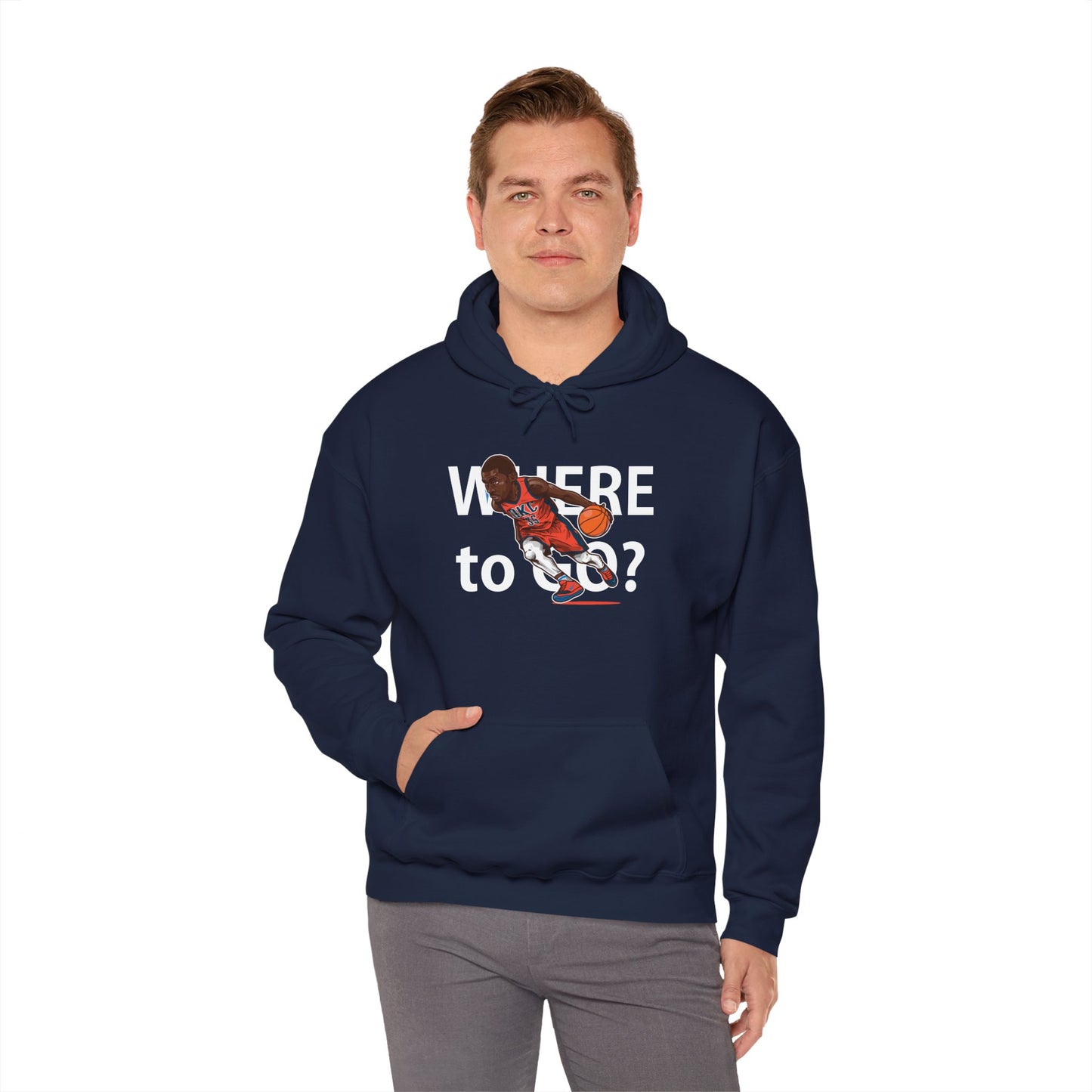 Basketball 'Where to Go?' Unisex Heavy Blend™ Hooded Sweatshirt - CreativeRino