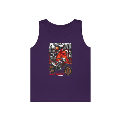 Super Moto Motorcycle Graphic Unisex Heavy Cotton Tank Top | Perfect T-shirt for Bikers and Summer Rides - CreativeRino