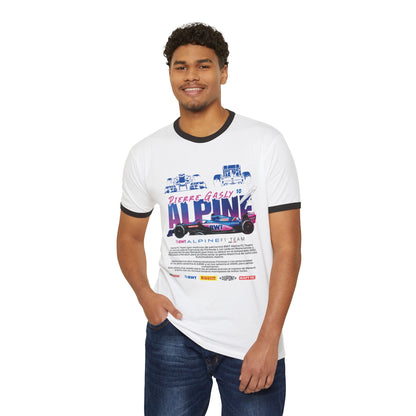 Pierre Gasly Alpine Ringer T-Shirt - Unisex Cotton Tee for Racing Fans - CreativeRino