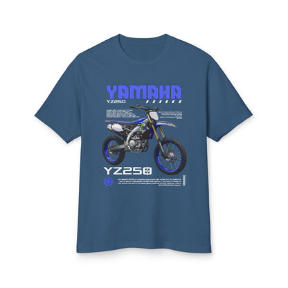 Yamaha YZ250 Heavyweight Cotton Tee - Motorcycle Graphic T-Shirt for Bikers - CreativeRino