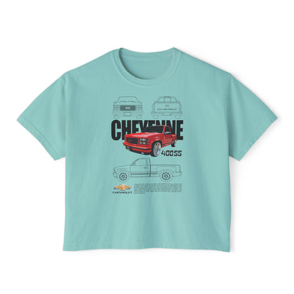Chevrolet Cheyene 400 SS Boxy Tee for Women - Retro Car Graphic T-Shirt - CreativeRino