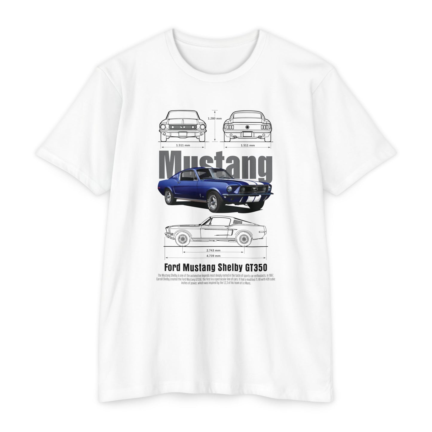 Mustang Shelby GT350 T-Shirt - Vintage Car Design T-shirt for Auto Enthusiasts - CreativeRino