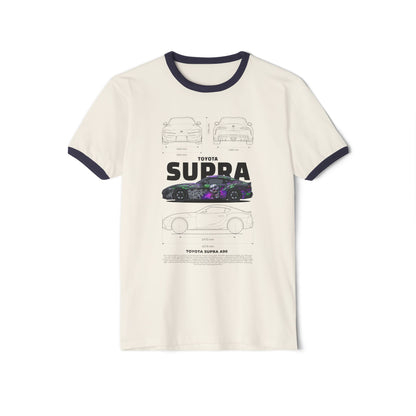 Toyota Supra A90 Unisex Cotton Ringer T-Shirt - CreativeRino