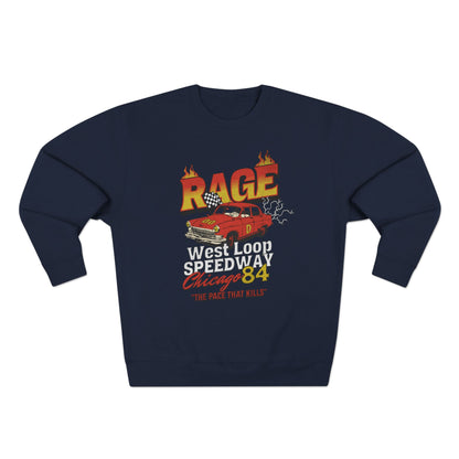 Vintage Racing Crewneck Sweatshirt - 'RAGE' Chicago '84 Car T-shirt - CreativeRino