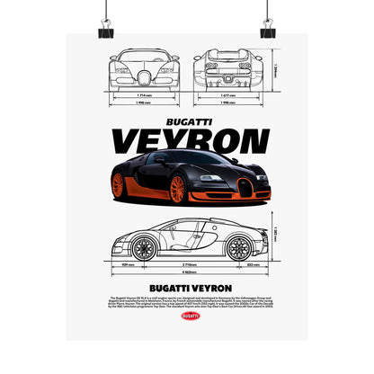 Luxury Bugatti Veyron Matte Poster - Modern Car Art for Enthusiasts - CreativeRino