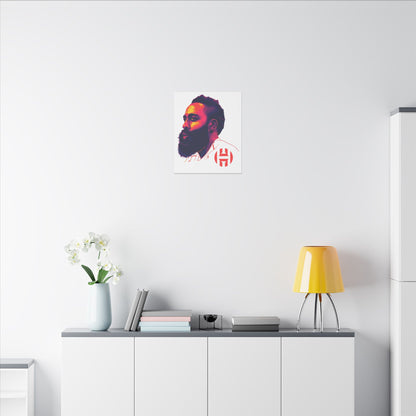 Stretched Matte Canvas Art - Vibrant Portrait of James Harden - CreativeRino