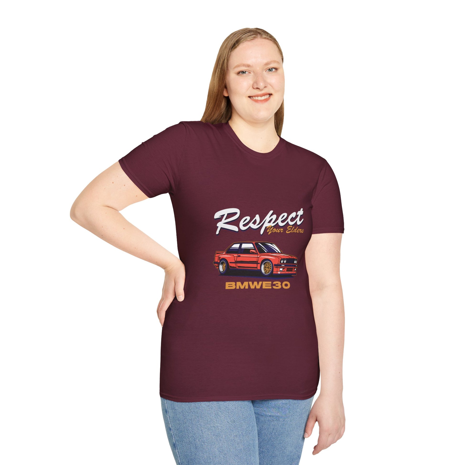 Respect Your Elders BMW E30 Unisex Softstyle T-Shirt - CreativeRino