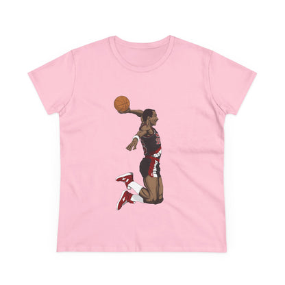 Women's Midweight Cotton Clyde Drexler Basketball Tee - Perfect T-shirt for Sports Fans - CreativeRino