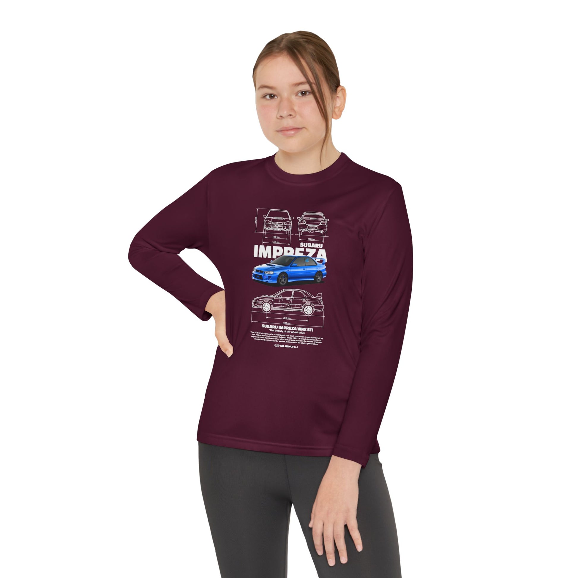 Subaru Impreza Youth Long Sleeve Tee - Coo l Car Design for Young Automotive Enthusiasts - CreativeRino
