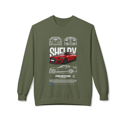 Ford Mustang Shelby Fleece Crewneck Sweatshirt - Soft and Stylish for Auto Enthusiasts - CreativeRino