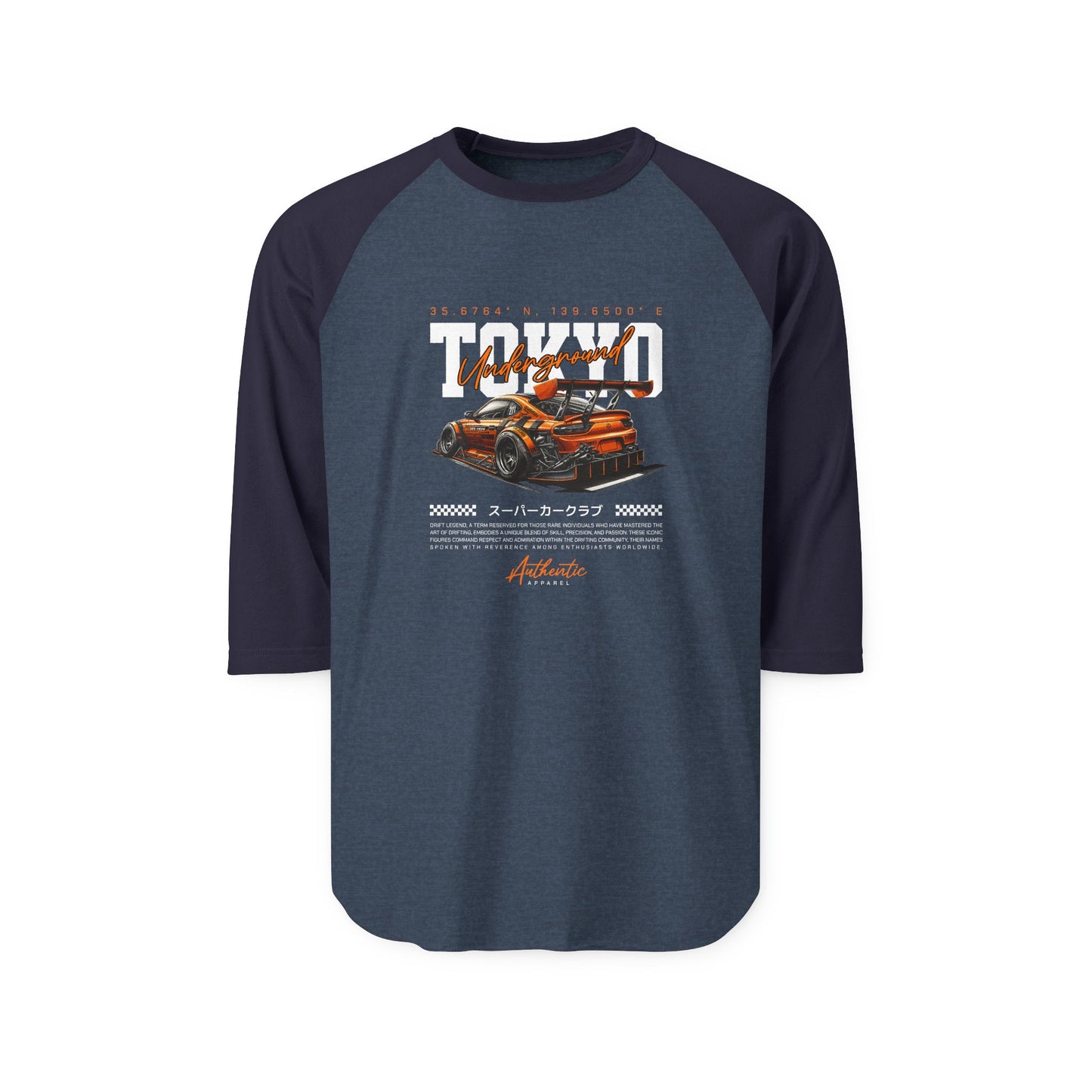 Tokyo Racing Unisex Three-Quarter Sleeve Raglan T-shirt - CreativeRino