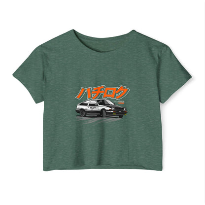 Retro Japanese Car Crop Top - Women's Festival T-shirt - CreativeRino