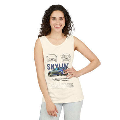 Nissan Skyline Garment-Dyed Tank Top - Vintage Car Enthusiast T-shirt - CreativeRino