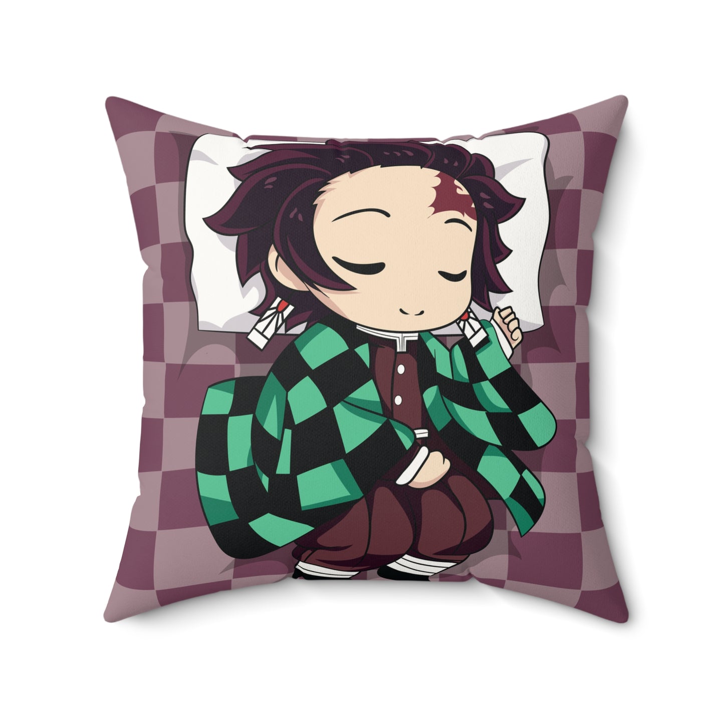 Demon Slayer Chibi Character Faux Suede Square Pillow - Cozy Home Decor - CreativeRino