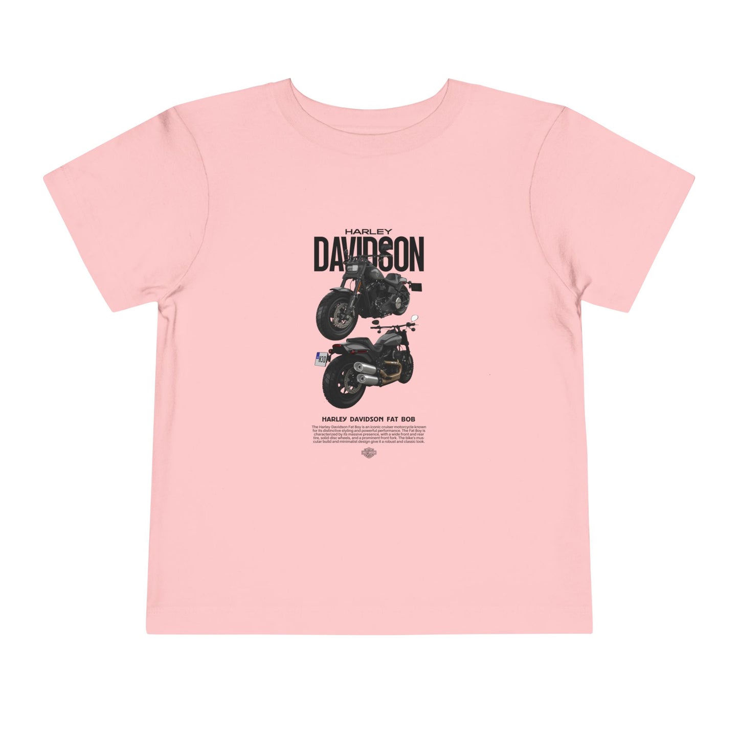 Harley-Davidson Fat Bob Toddler Short Sleeve Tee - Cool Kids Motorcycle T-shirt - CreativeRino
