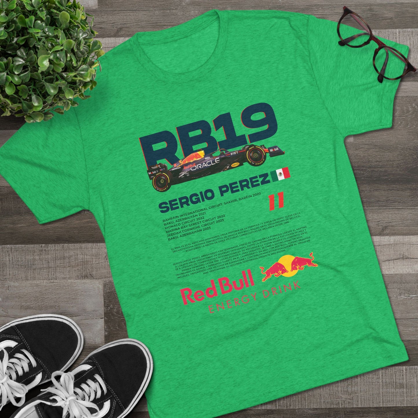 Unisex Tri-Blend Crew Tee - RB19 Sergio Perez F1 Racing T-shirt - CreativeRino