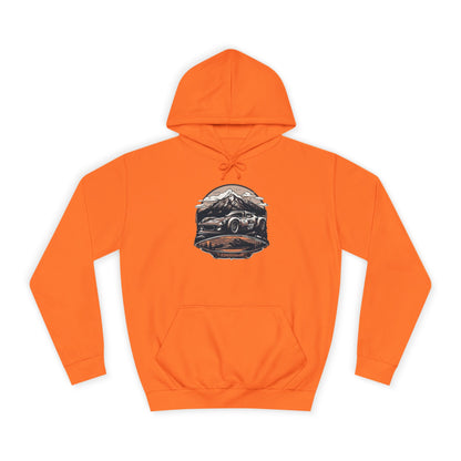 Adventure Awaits: Unisex College Hoodie with Vintage Car Design - CreativeRino
