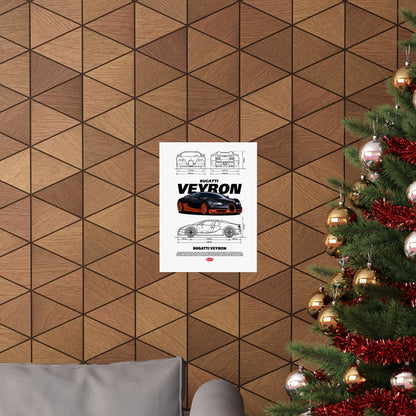 Luxury Bugatti Veyron Matte Poster - Modern Car Art for Enthusiasts - CreativeRino
