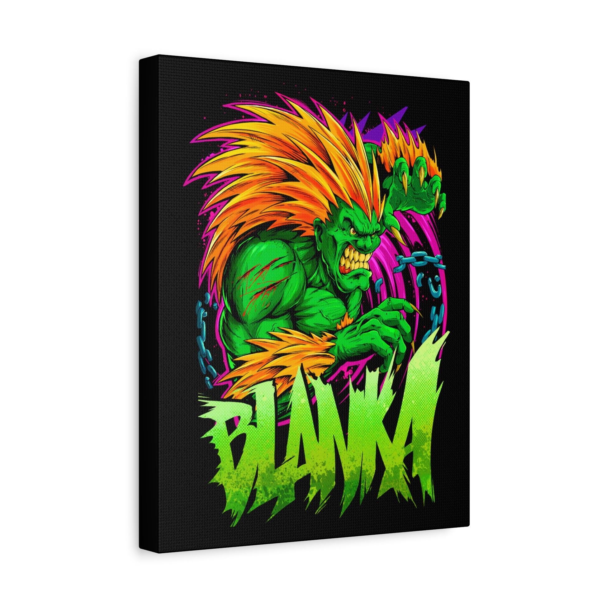 Fierce Blanka Canvas Art - Vibrant Street Fighter Wall Decor - CreativeRino