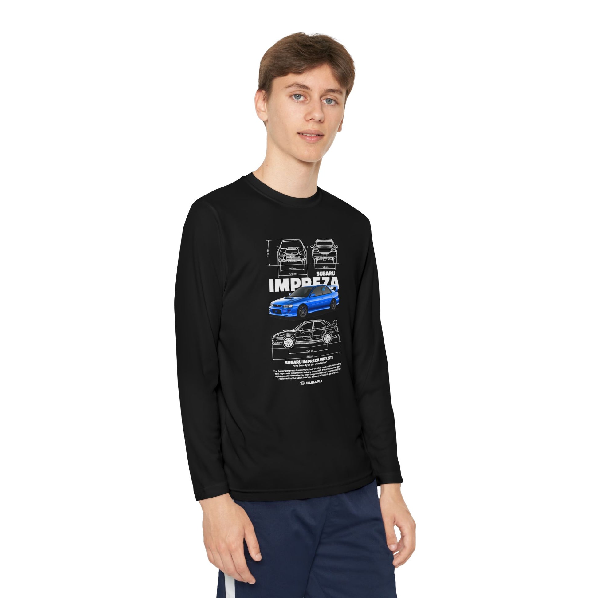 Subaru Impreza Youth Long Sleeve Tee - Coo l Car Design for Young Automotive Enthusiasts - CreativeRino