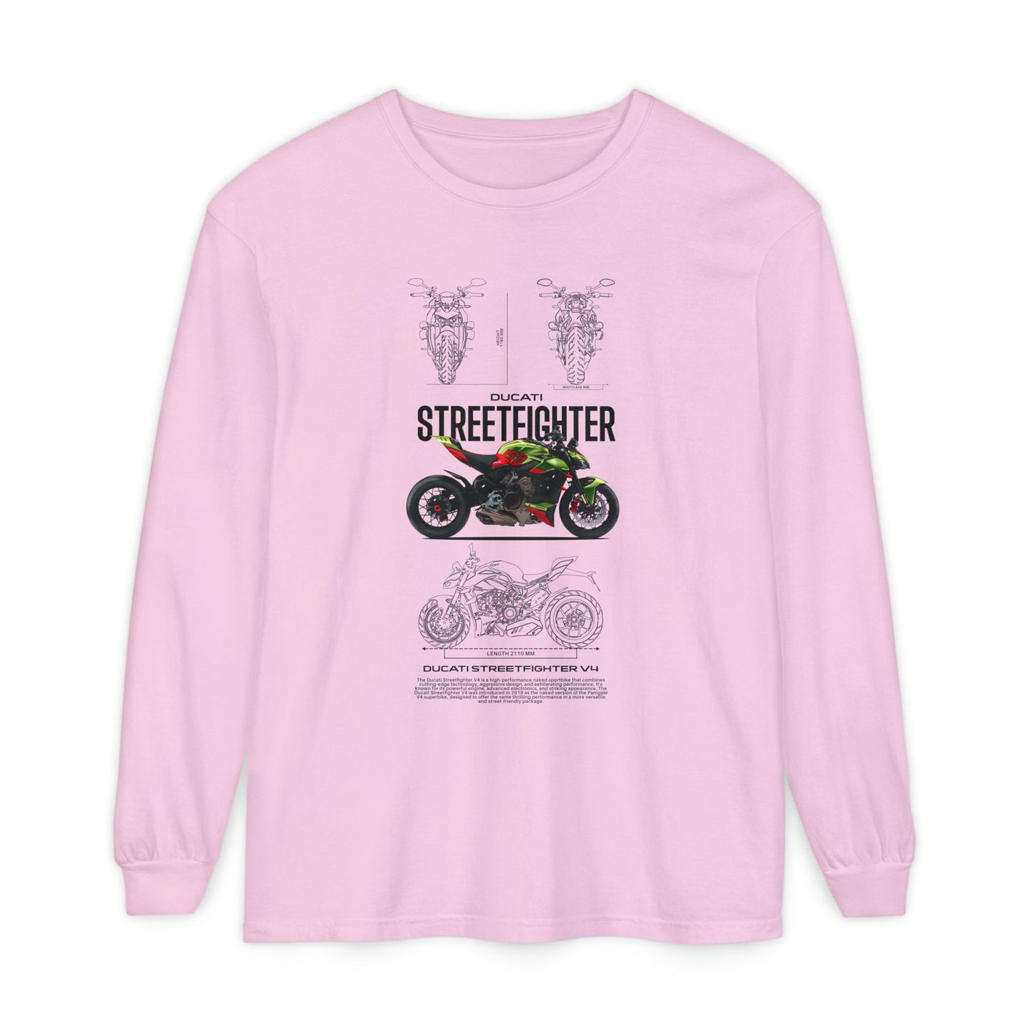 Ducati Streetfighter Long Sleeve T-Shirt - Retro Motorcycle Graphic T-shirt - CreativeRino