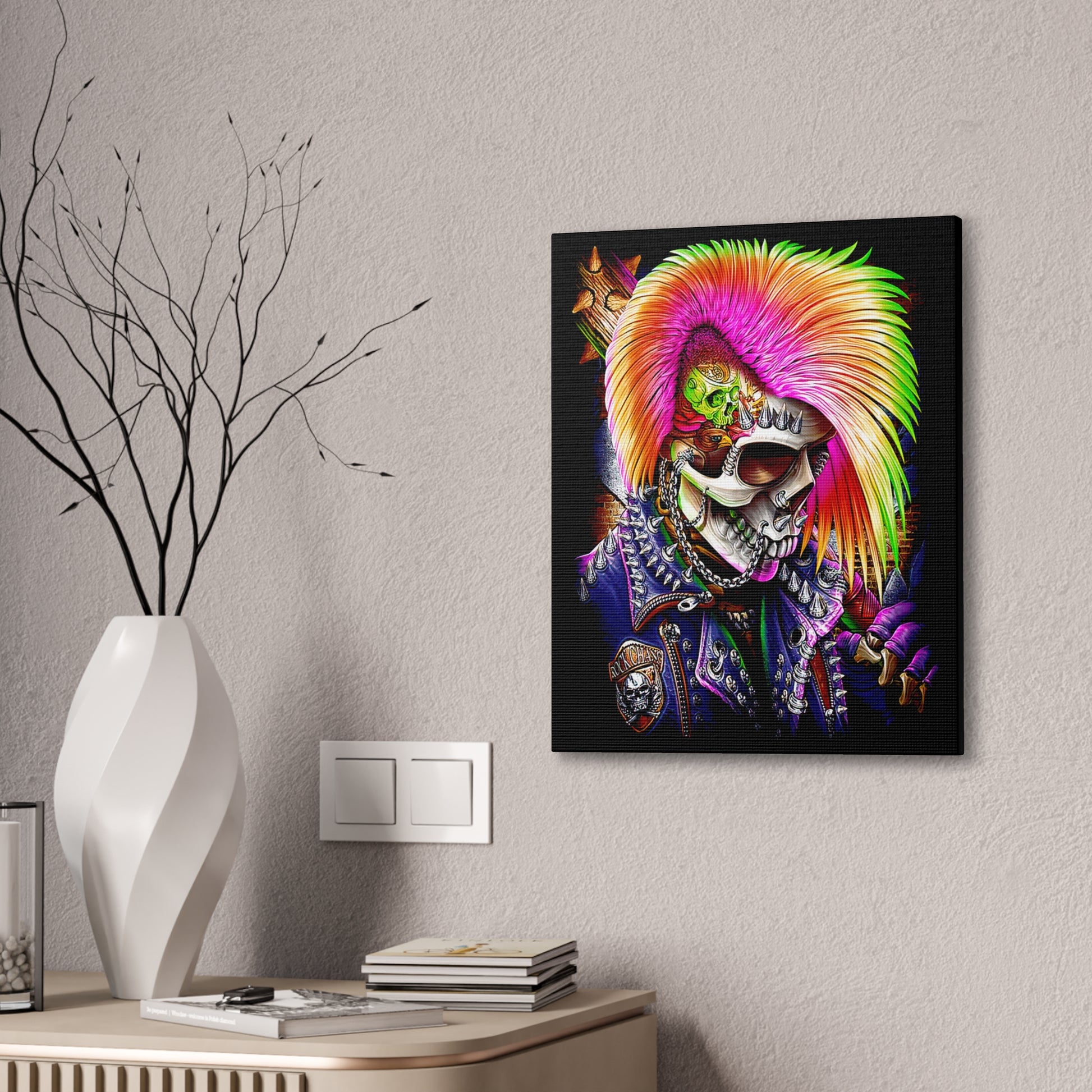 Punk Rock Skull Canvas Art - Vibrant Wall Decor for Music Lovers - CreativeRino
