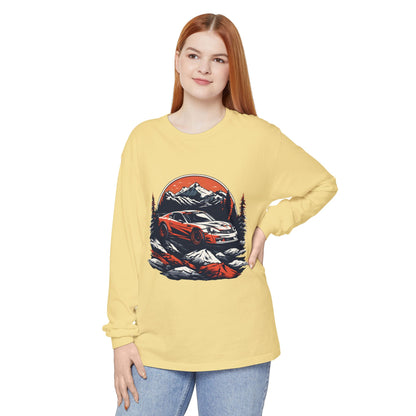 Mountain Adventure Long Sleeve T-Shirt - Unisex Garment-Dyed Shirt - CreativeRino