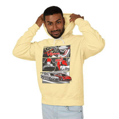 Racing Vibes Unisex Lightweight Hooded Sweatshirt - Motorsport Graphic Design - CreativeRino