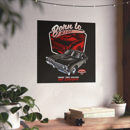 Vintage Car Poster - 'Born to Ride' with Custom Motor Design - CreativeRino