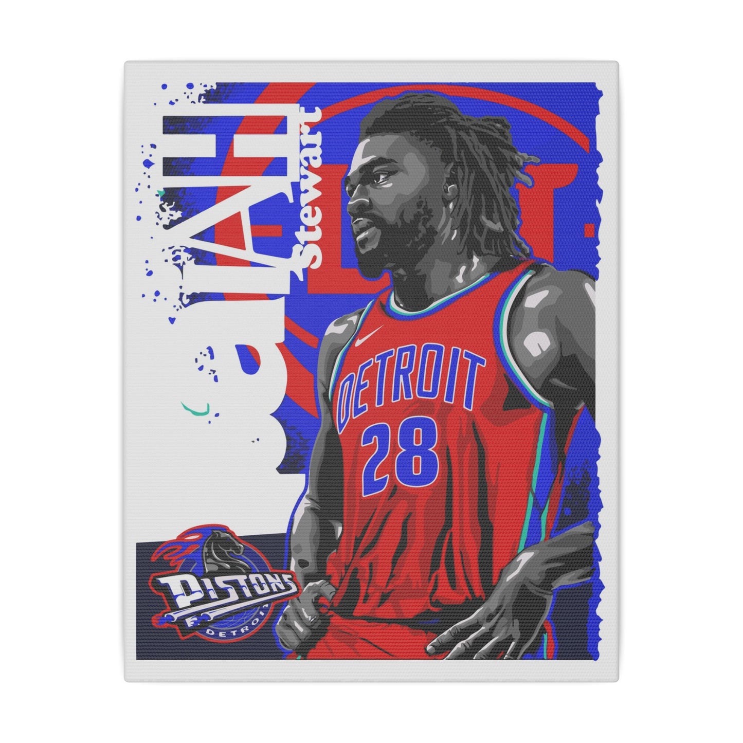 Isaiah Stewart Detroit Pistons Canvas Art - Vibrant Wall Decor for Basketball Fans - CreativeRino