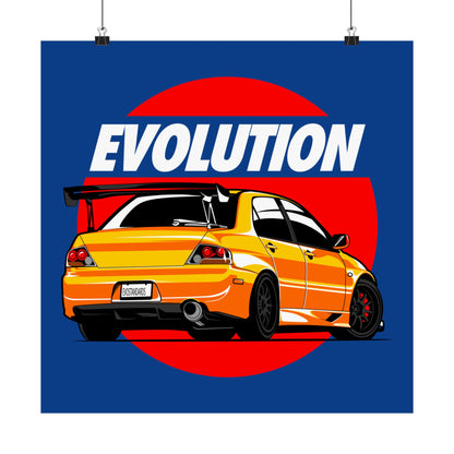 Car Enthusiast Matte Square Poster - 'Evolution' Design - CreativeRino