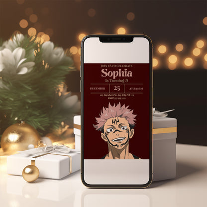 Jujutsu Kaisen Birthday Invitation Template - CreativeRino