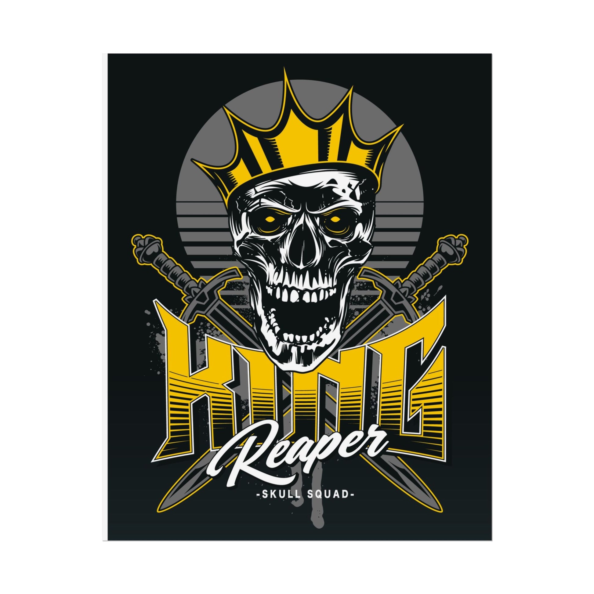Vintage Skull King Reaper Poster - Bold Wall Art for Gamers & Bikers - CreativeRino