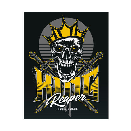 Vintage Skull King Reaper Poster - Bold Wall Art for Gamers & Bikers - CreativeRino