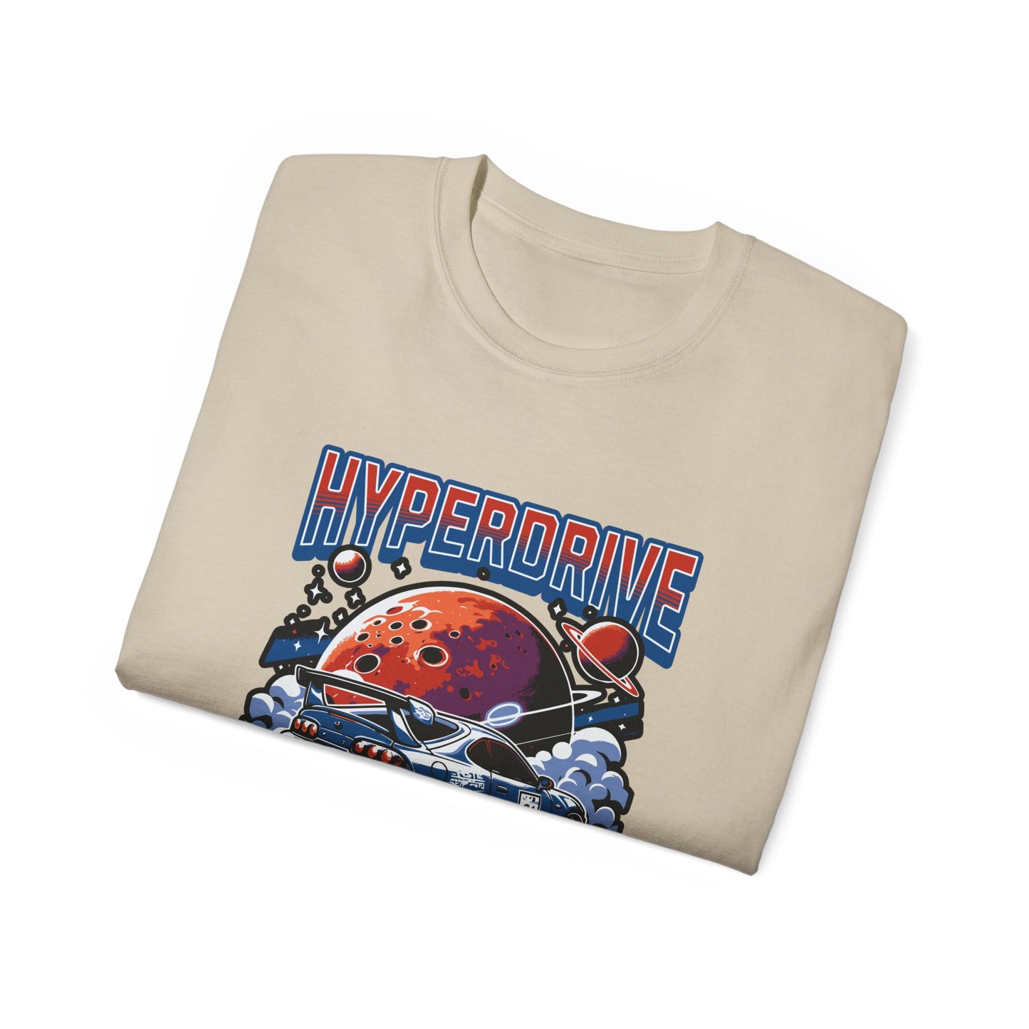Hyperdrive Dynamics Unisex Ultra Cotton Tee - Retro Space Car Graphic T-Shirt - CreativeRino