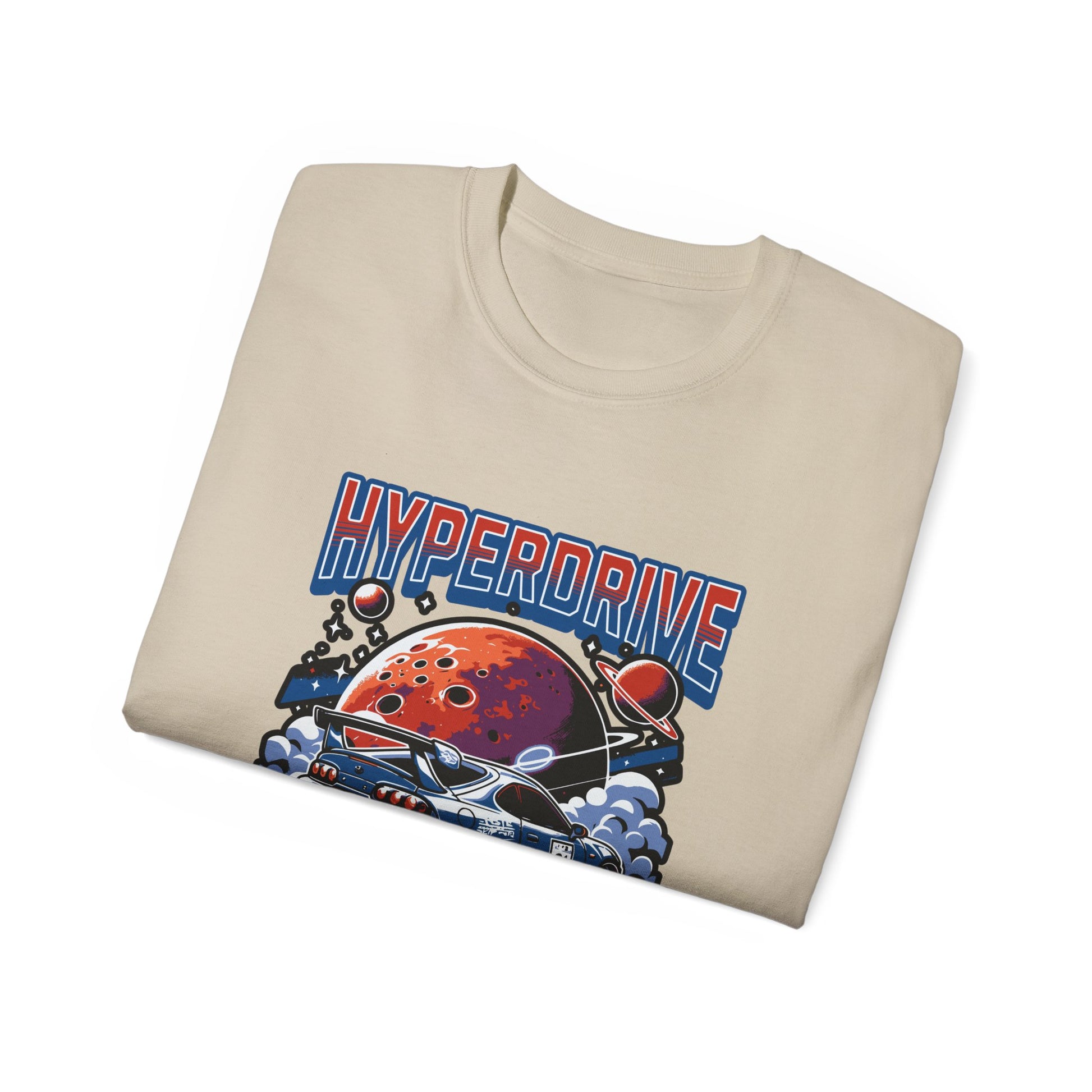 Hyperdrive Dynamics Unisex Ultra Cotton Tee - Retro Space Car Graphic T-Shirt - CreativeRino