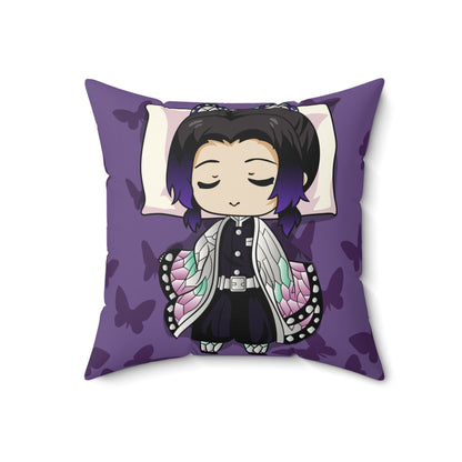 Demon Slayer Chibi Butterfly Dreamer Pillow - Cozy Faux Suede Cushion for Anime Lovers - CreativeRino