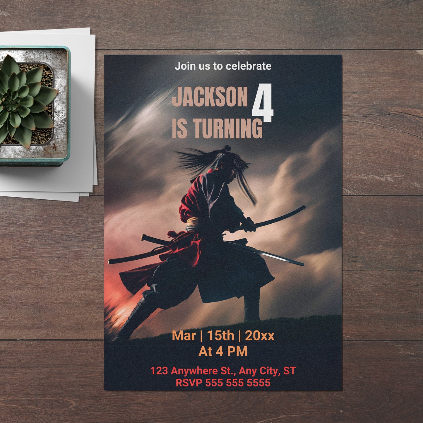 Rurouni Kenshin Birthday Invitation Template - CreativeRino