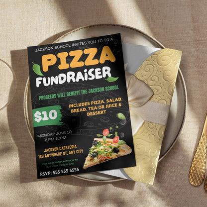 Pizza Fundraiser Flyer Template | Pizza Dinner Flyer Invite CreativeRino